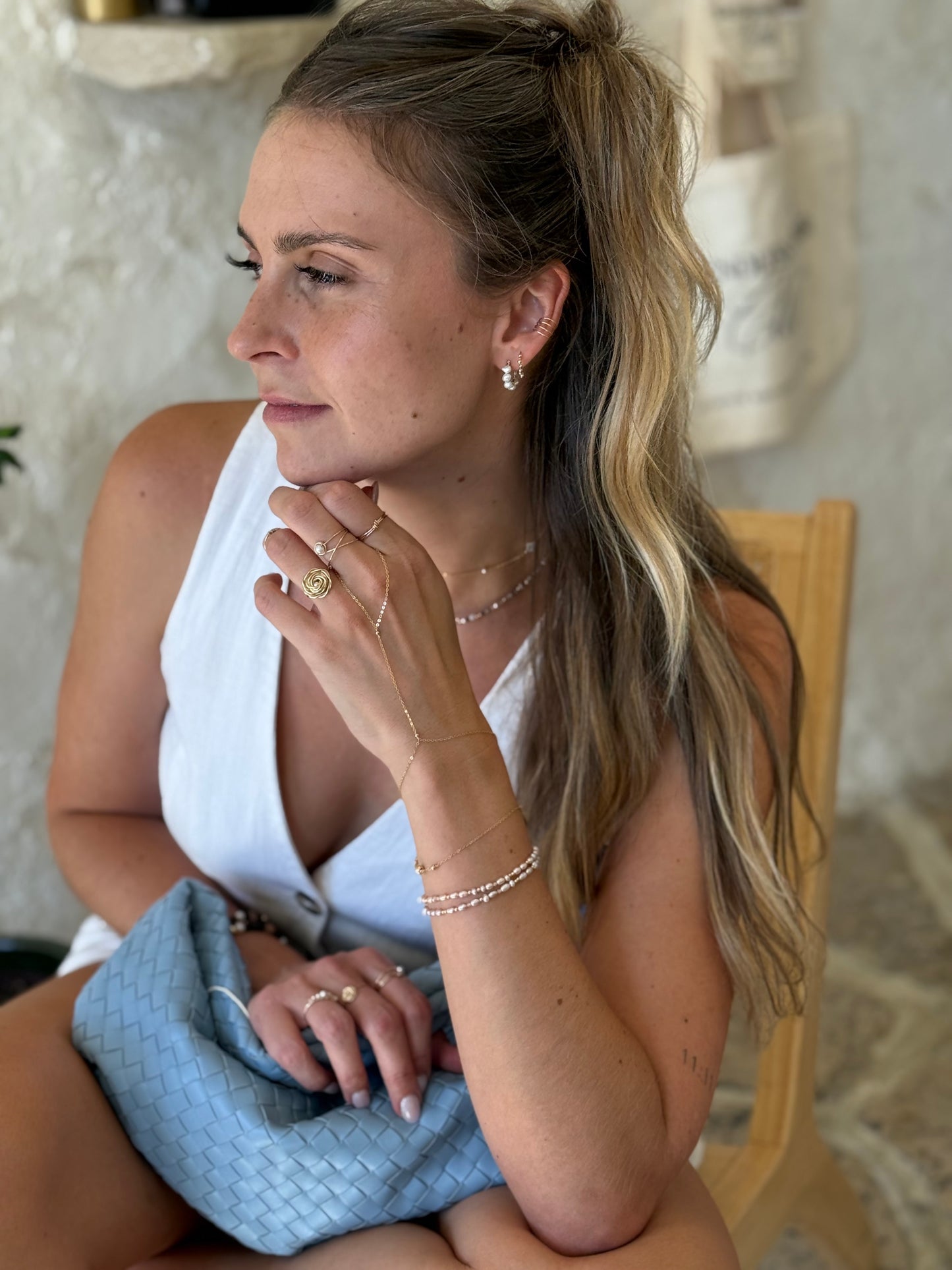Organic pearl hoop earrings